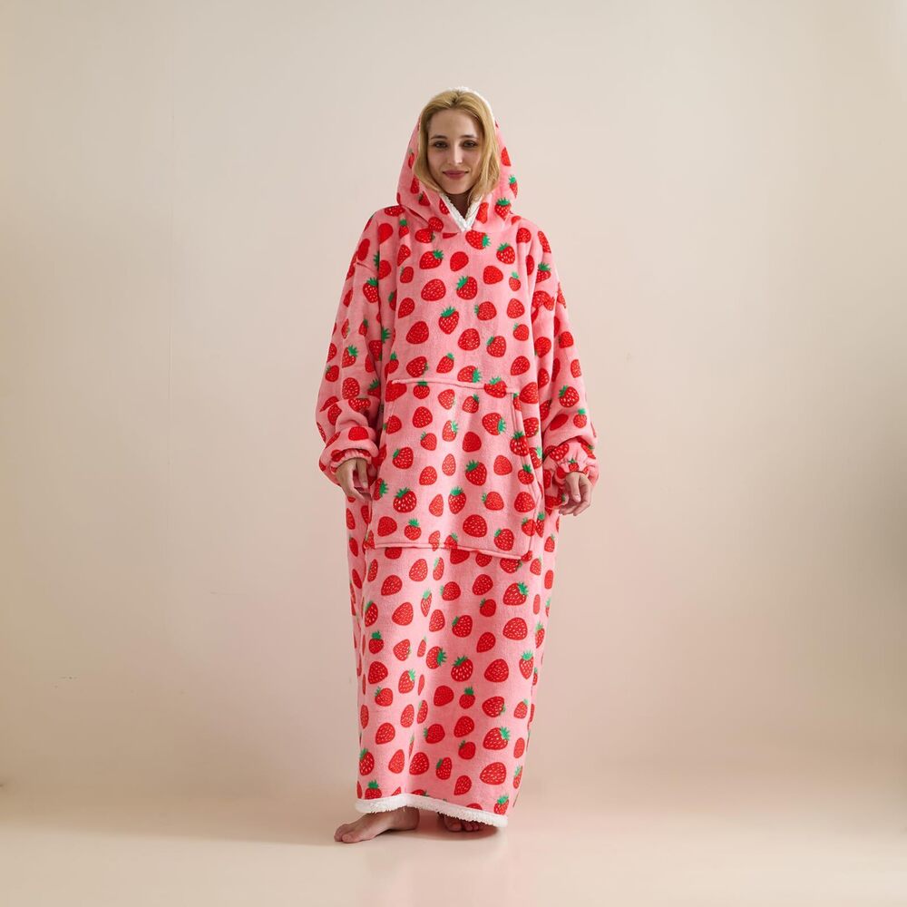 6132 Wearable Blanket Hoodie, Oversized Sherpa Wearable Hooded Blanket,Warm